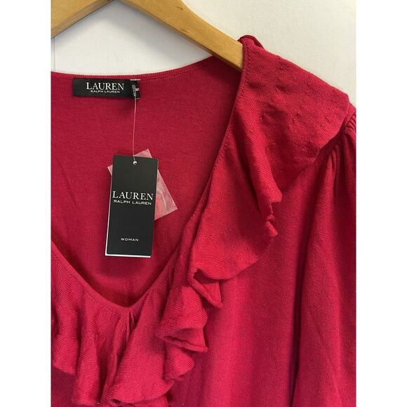 Women's Red Ruffle Sweater - Picture 3 of 6